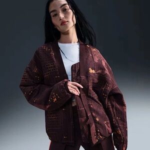 NIKE X NAOMI OSAKA JACQUARD BURGUNDY JACKET WOMEN’S SIZE LARGE